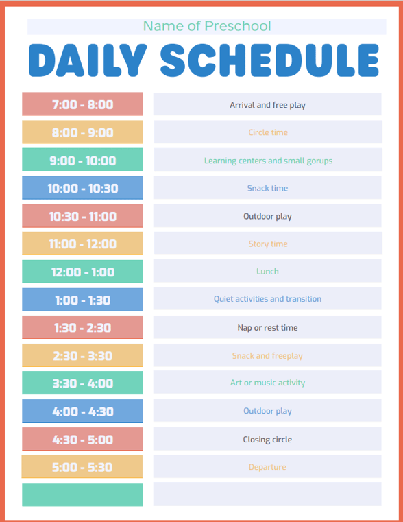 Preschool daily schedule guide visual schedule and routine templates